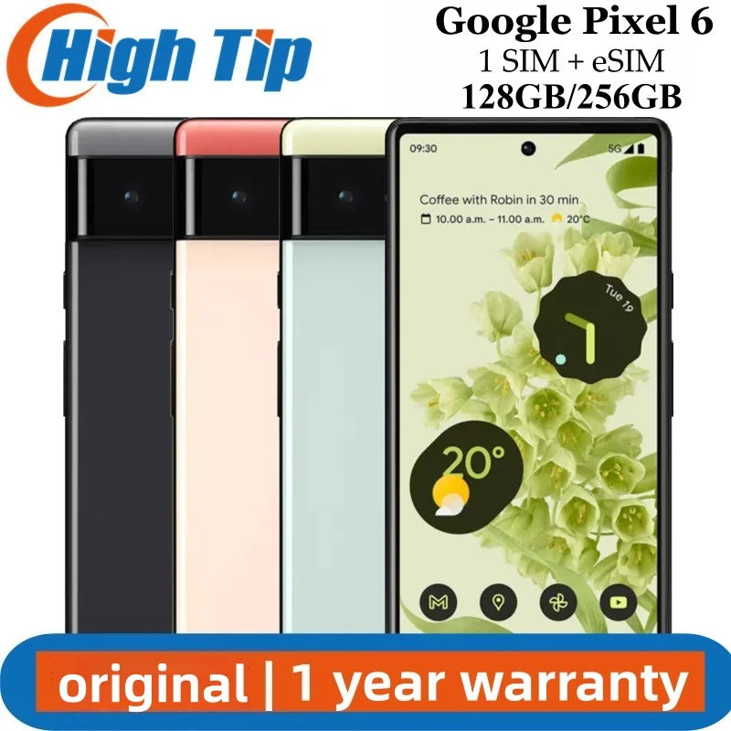 Unlocked Original Google Pixel 6 5G 6.4" 8GB RAM 128GB 256GB ROM Google Tensor Octa Core Cell Mobile Phone Android Smartphone