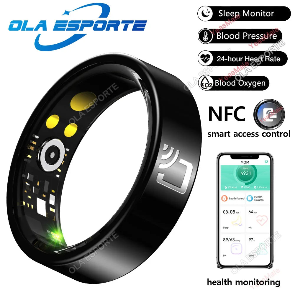 NFC Smart Ring 2026 Real-Time Heart Rate Sleep Health Monitoring NFC Smart Access Control IP68&5ATM Waterproof Sports Smartring