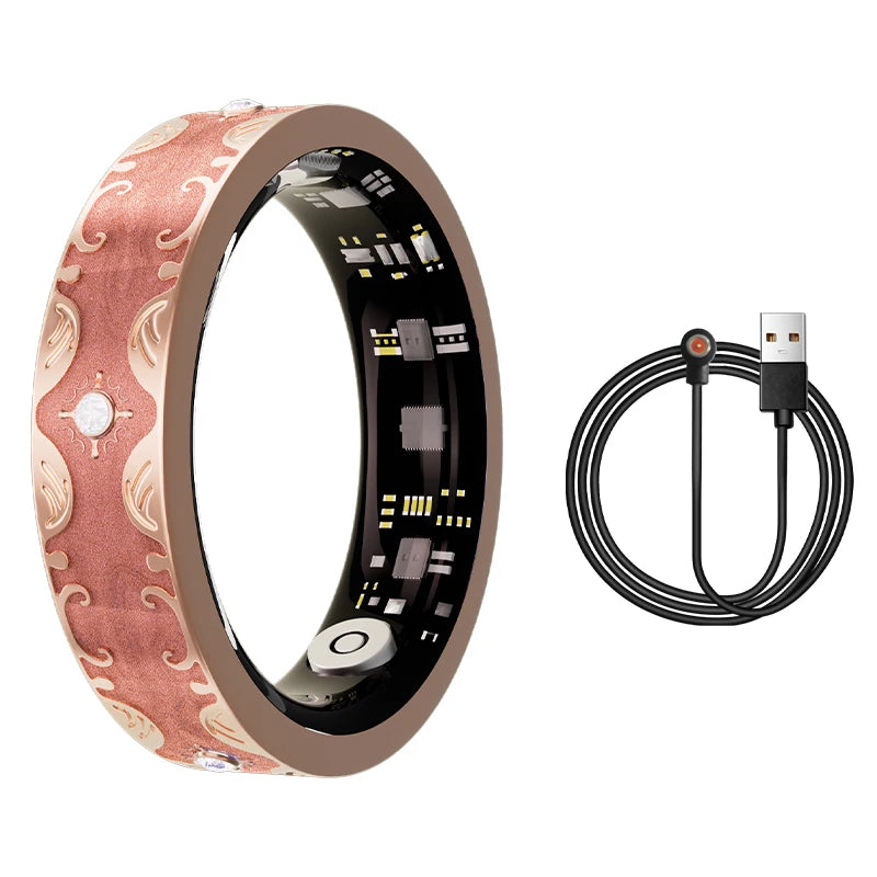 New Moissanite Diamond Fashion Women Men Smart Ring Waterproof Enamel Craft Design Lady Ring Heart Rate Health Monitor SportRing