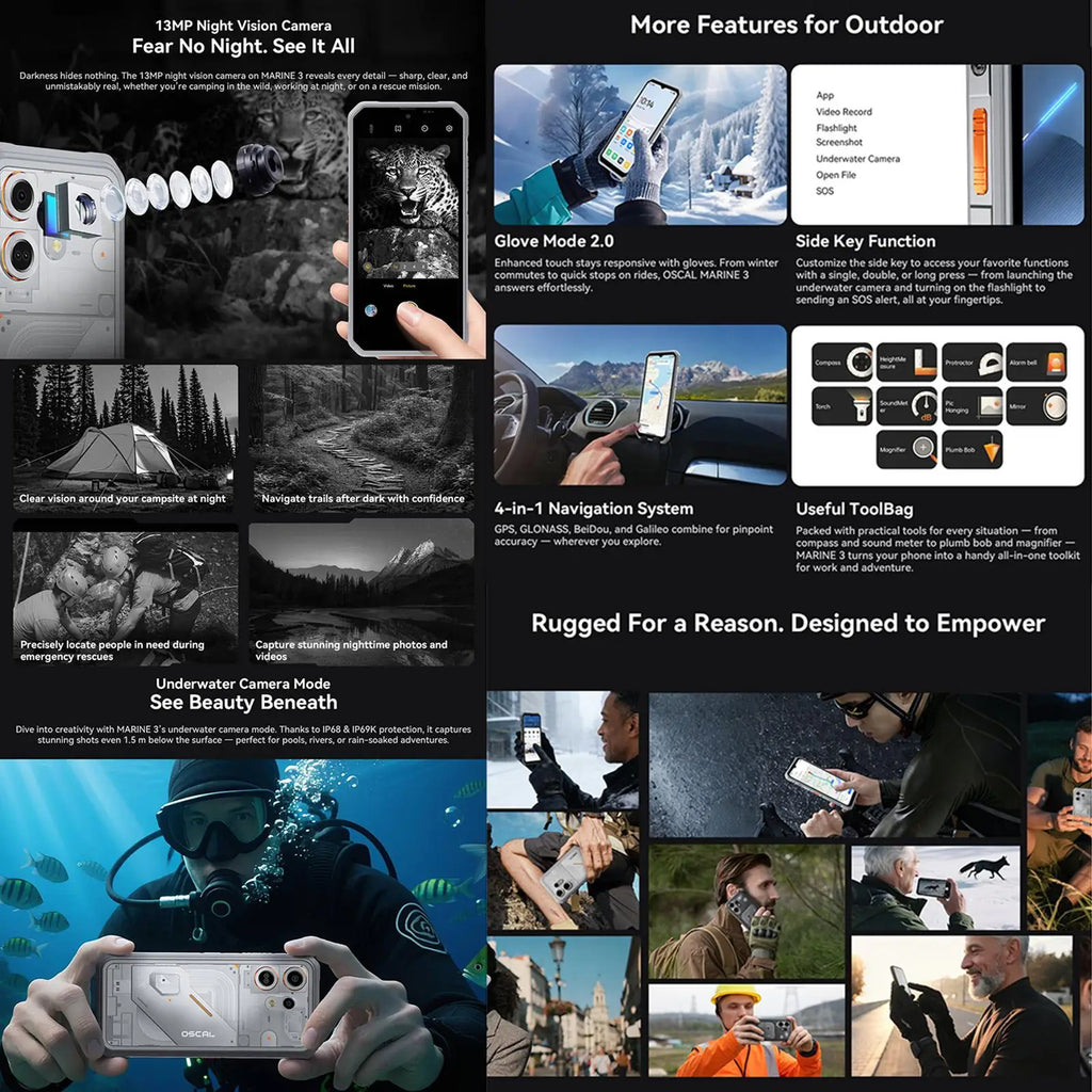 Blackview Oscal Marine 3 Smartphone 6.56" HD 90Hz Display Helio 81 8GB+128GB/ 256GB 16MP Camera 5000mAh Android 16 4G Mobile