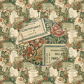 Vintage-style collage with tickets and floral patterns
