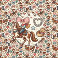 Whimsical Cowgirl Bows & Horses Seamless Pattern