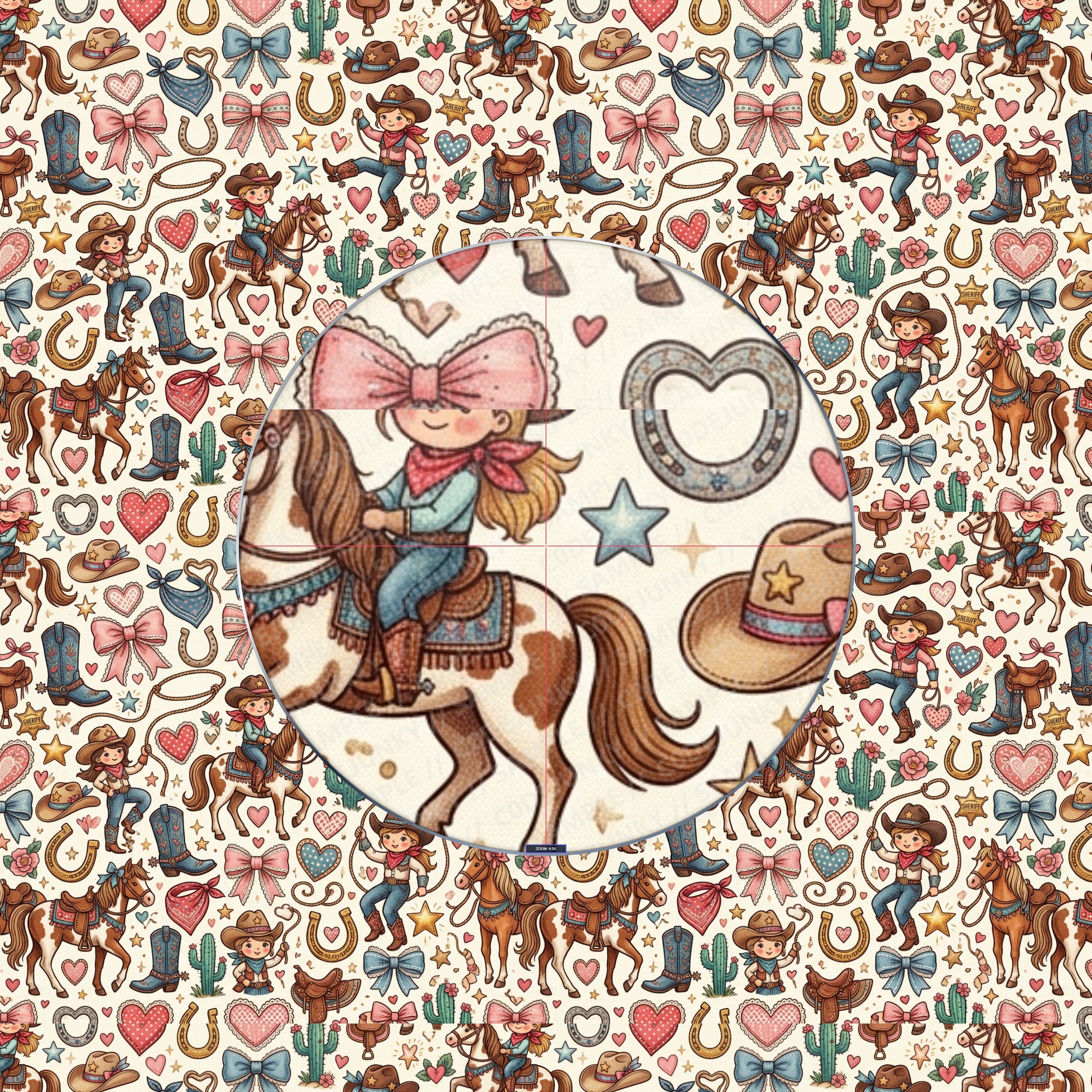 Whimsical Cowgirl Bows & Horses Seamless Pattern